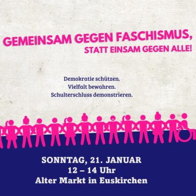 Digitaler Flyer mit Aufruf zur Demo gegen rechts am 21.01.2024 in Euskirchen.